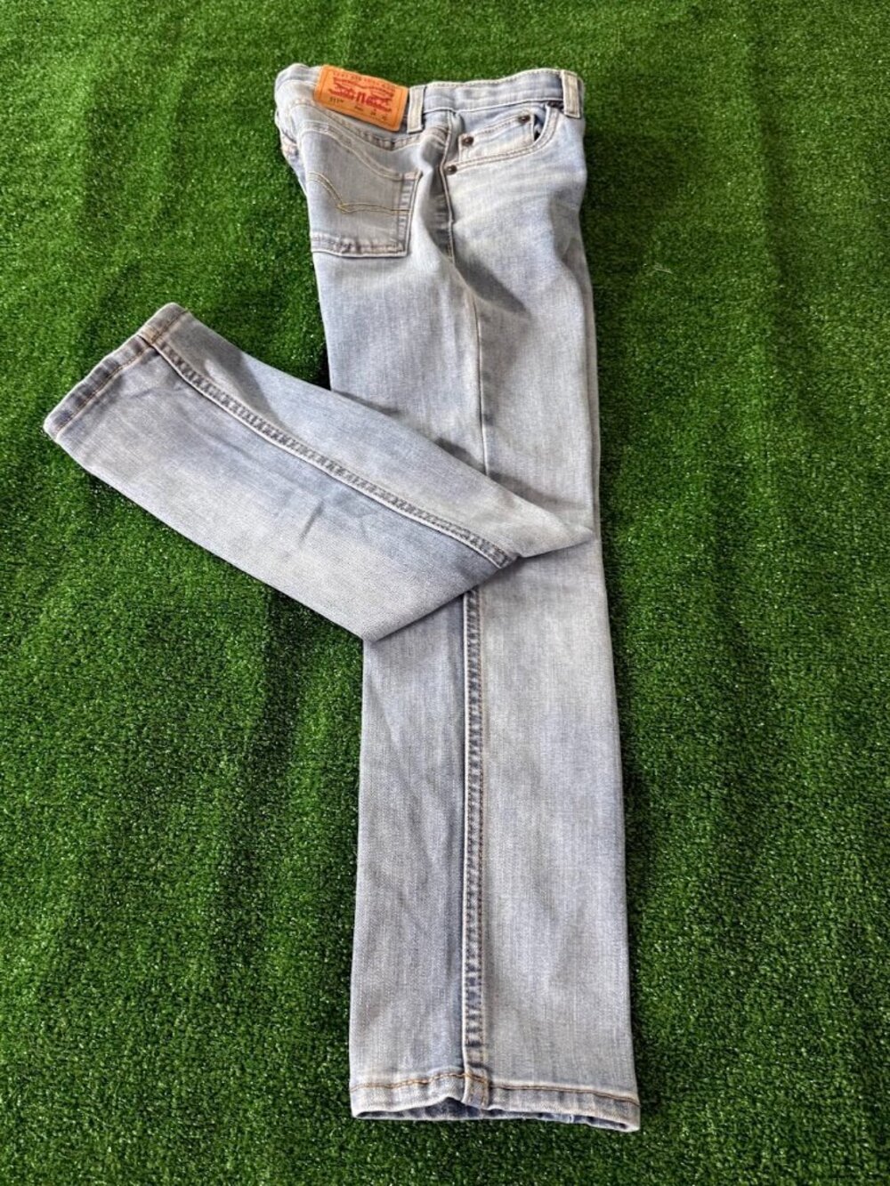 Levi's 511 Slim Fit Boys Jeans Size 8 Reg Light Wash Adjustable Elastic Waist